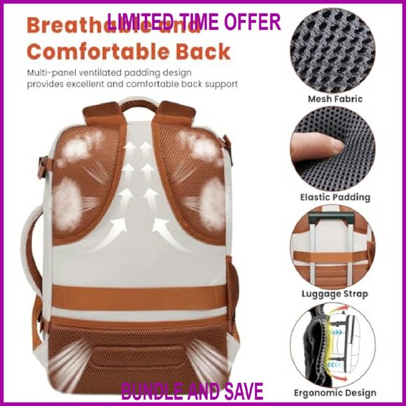 Travel Laptop Backpack with USB Port, 28L Capacity, Airline Approved - Picture 6 of 8